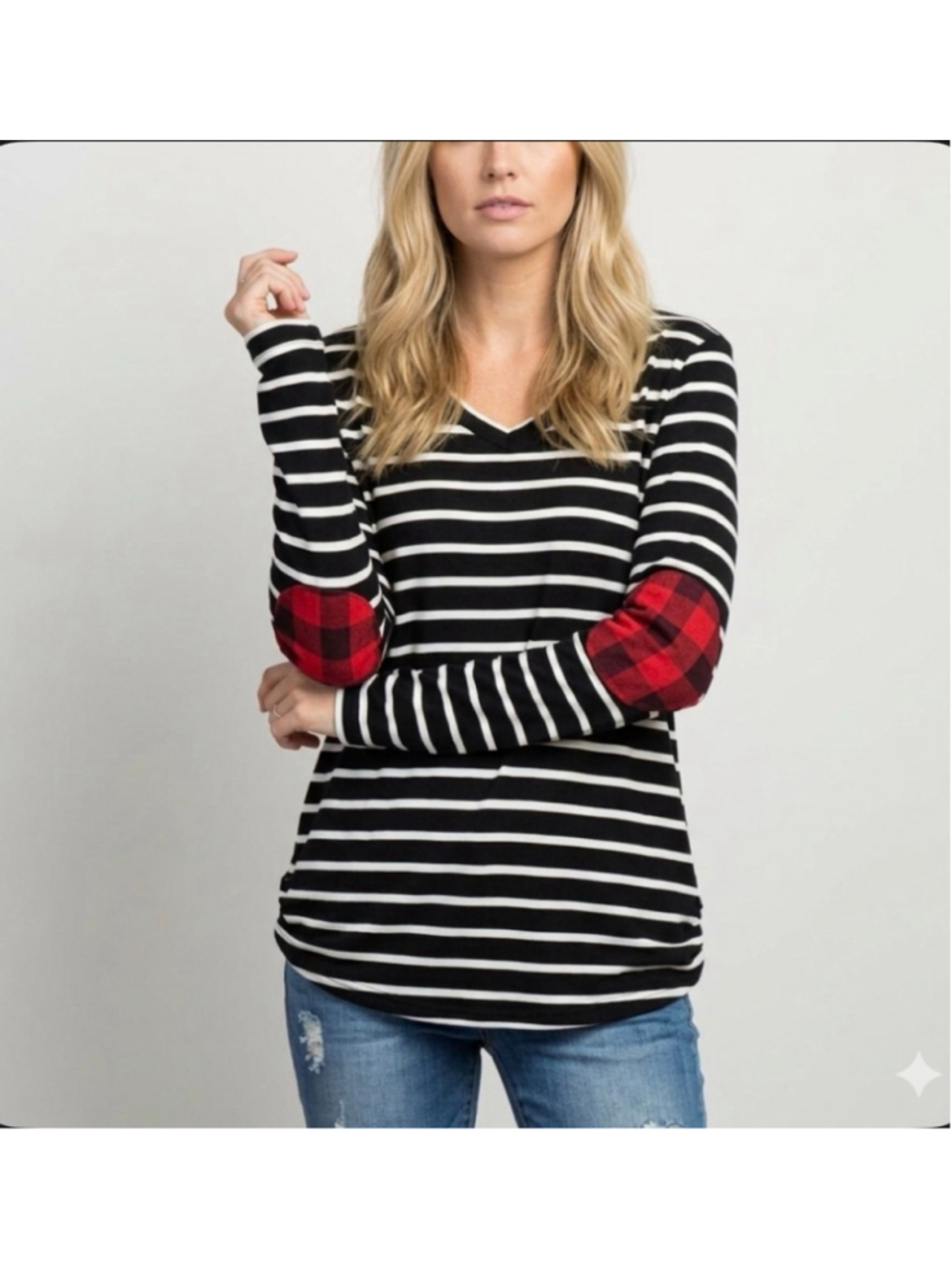 MARKET & SPRUCE Black & White Striped Long Sleeve Tee XXL